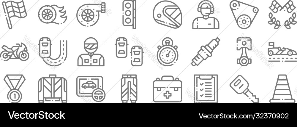 Autoracing line icons linear set quality Autoracing line icons linear set quality vector image