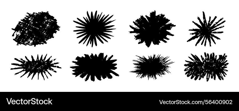 Burst brush strokes set grunge exploding Burst brush strokes set grunge exploding vector image