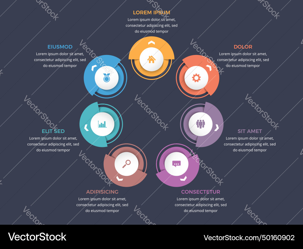 Circle diagram template - seven elements Vector Image