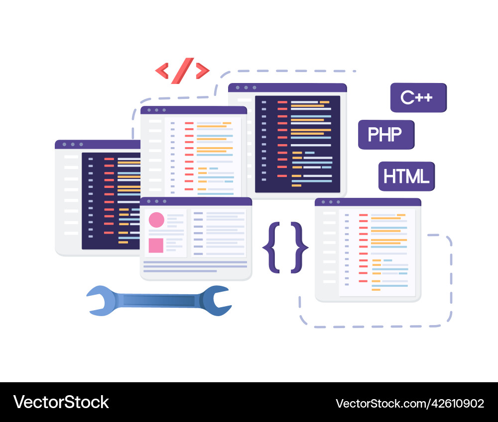 Concept for development using programming Concept for development using programming vector image