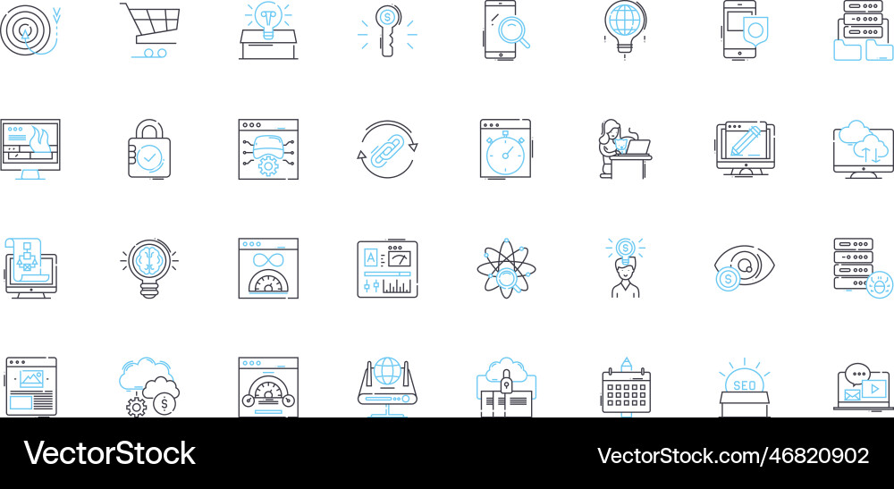 Content creation linear icons set strategy Content creation linear icons set strategy vector image