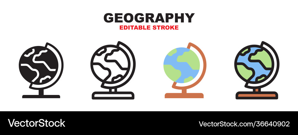 Geography icon set with different styles editable Vector Image