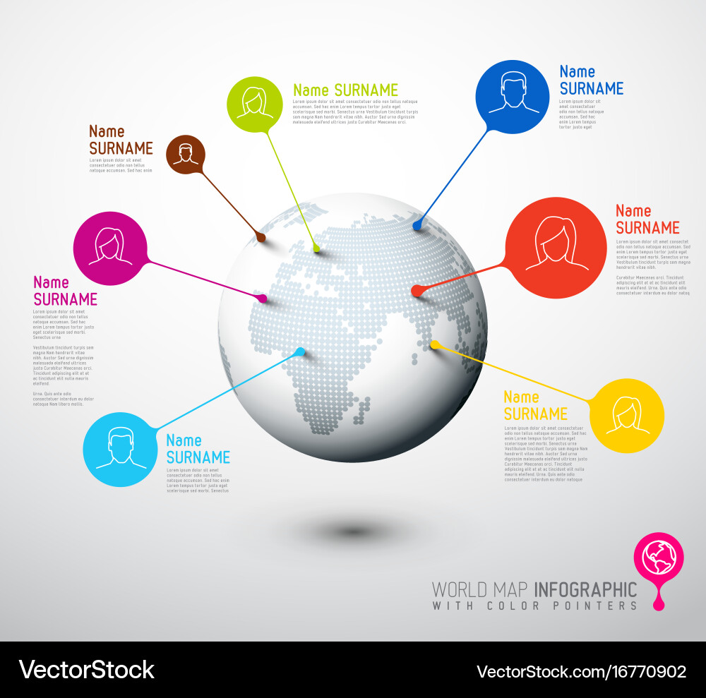 Global Map with User Pointer Marks vector image