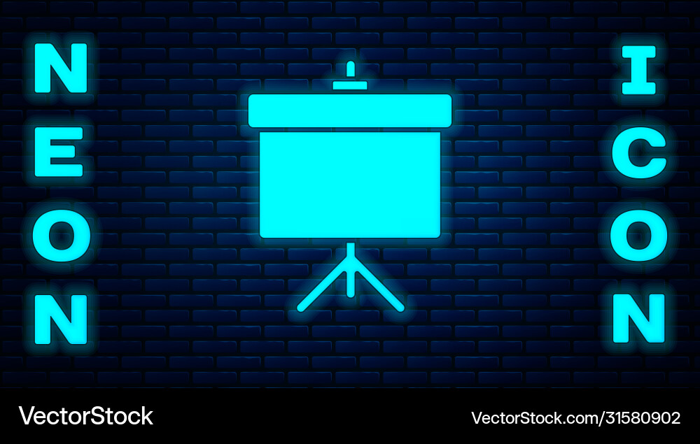 Glowing neon presentation board with graph Vector Image