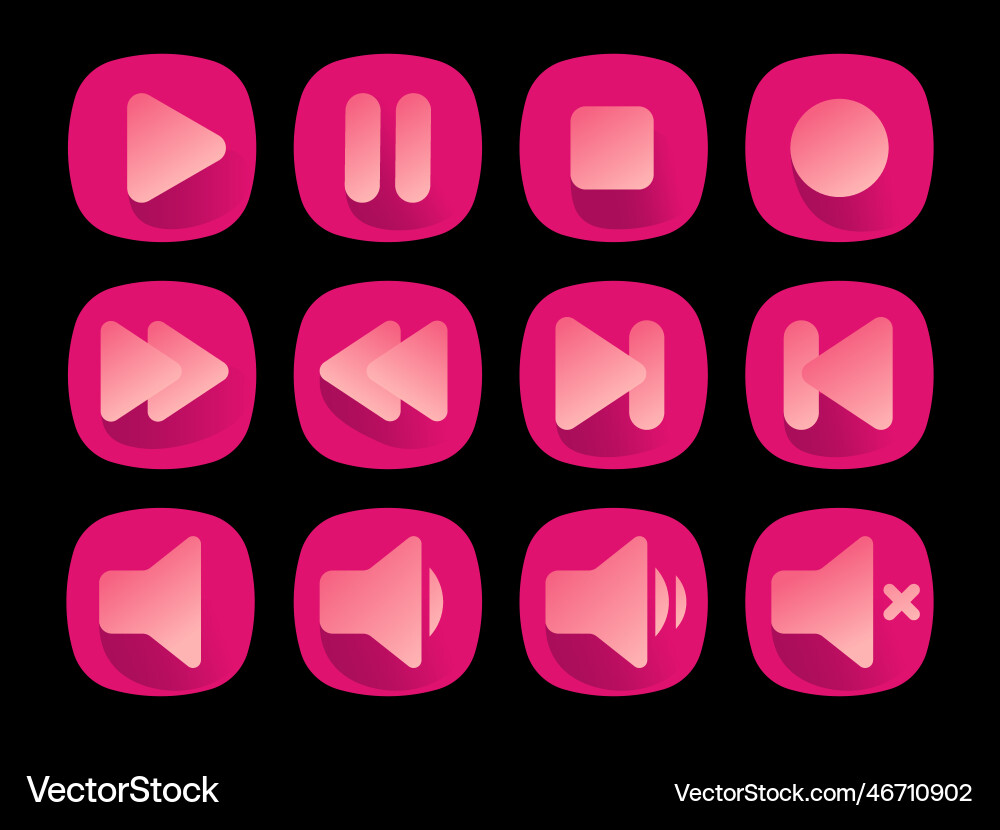 Icon set for digital player circle button vector image