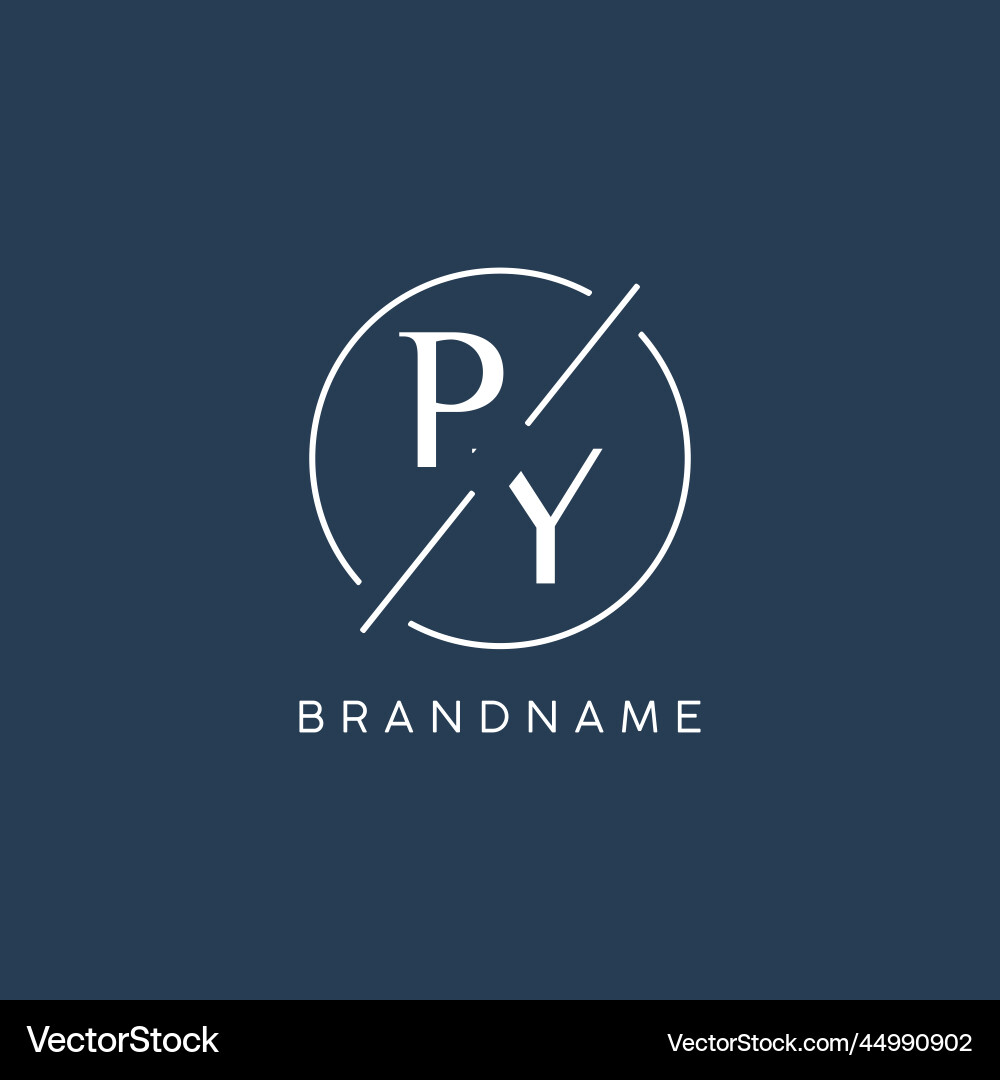 Initial letter py logo monogram with circle line Initial letter py logo monogram with circle line Vector Image