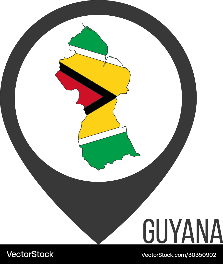 Map pointers with contry guyana flag stock Map pointers with contry guyana flag stock vector image