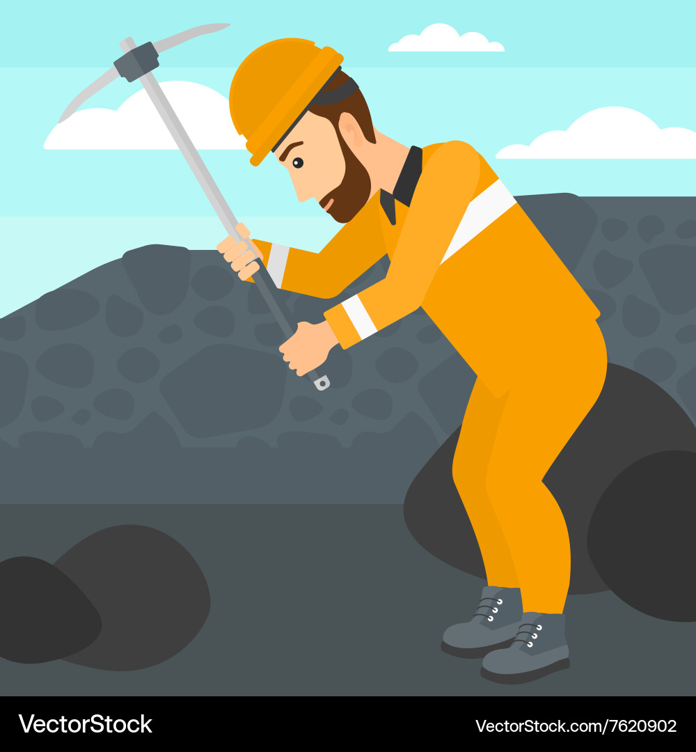 Miner working with pick vector image