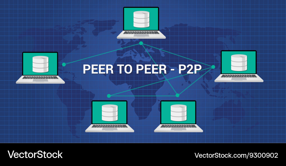 P2p peer to concept architecture vector image