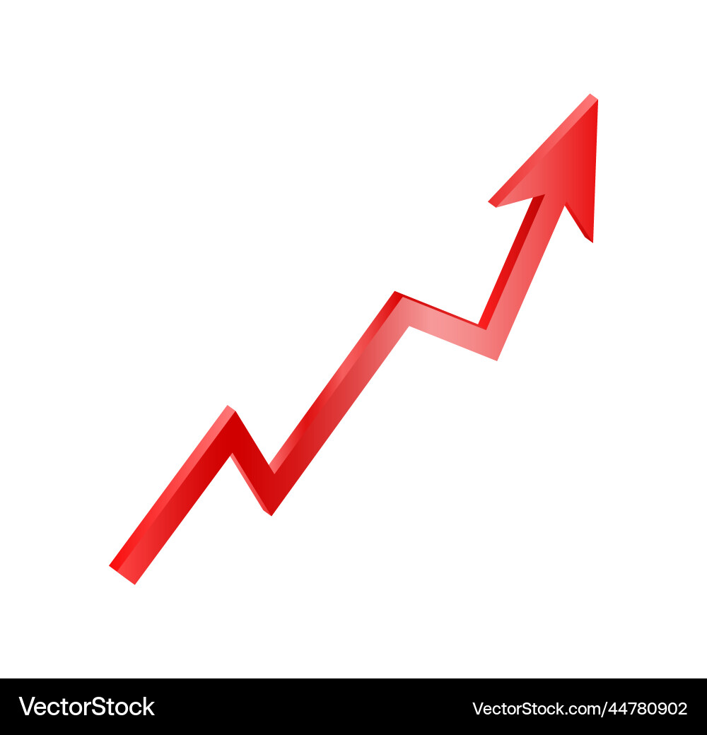 Red curved arrow direction pointer and business vector image