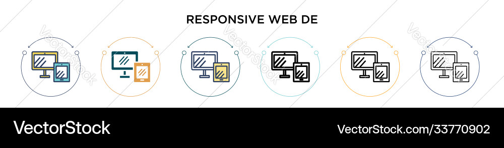 Responsive web design icon in filled thin line Responsive web design icon in filled thin line vector image