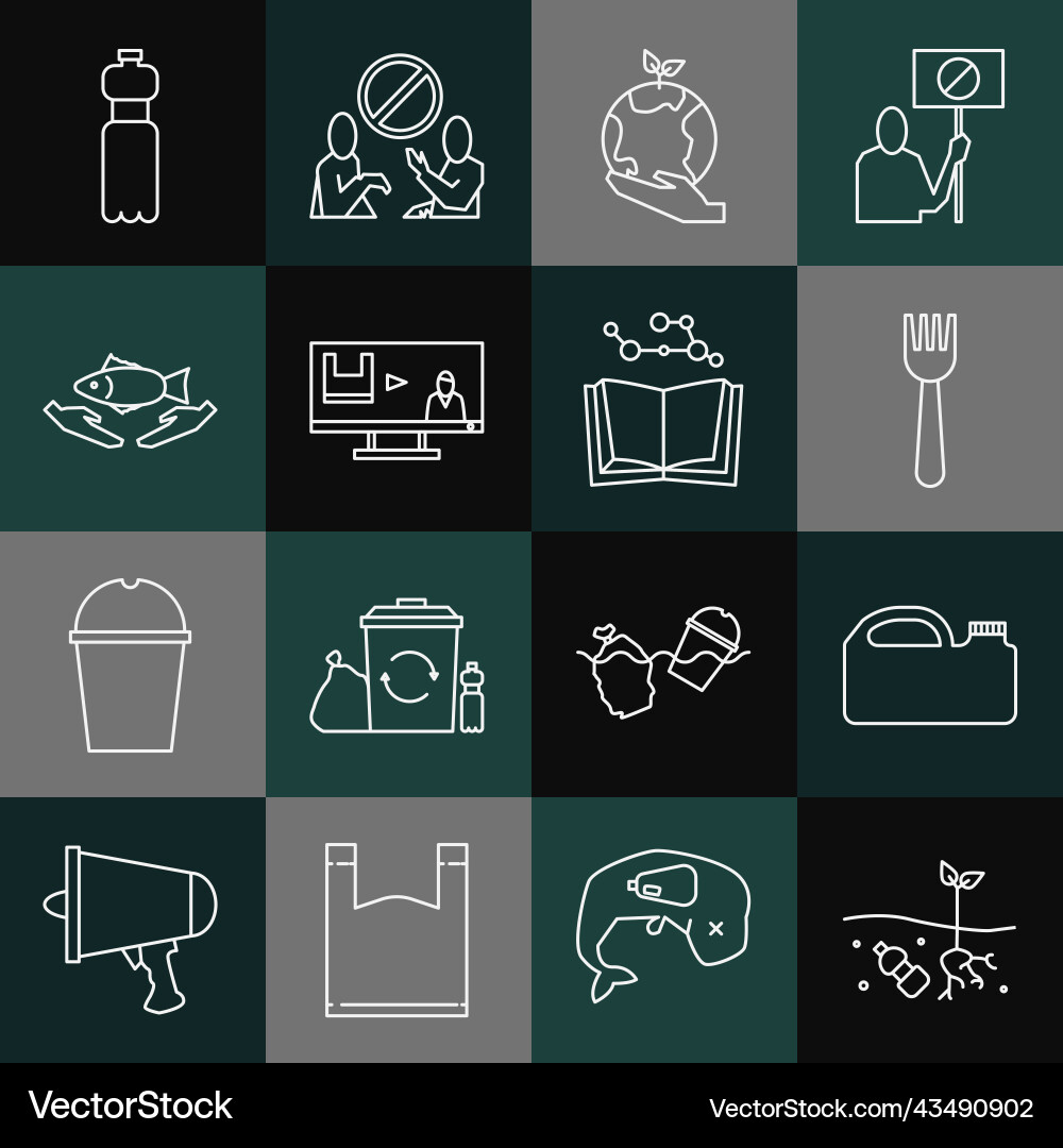 Set line problem of pollution planet canister Set line problem of pollution planet canister vector image