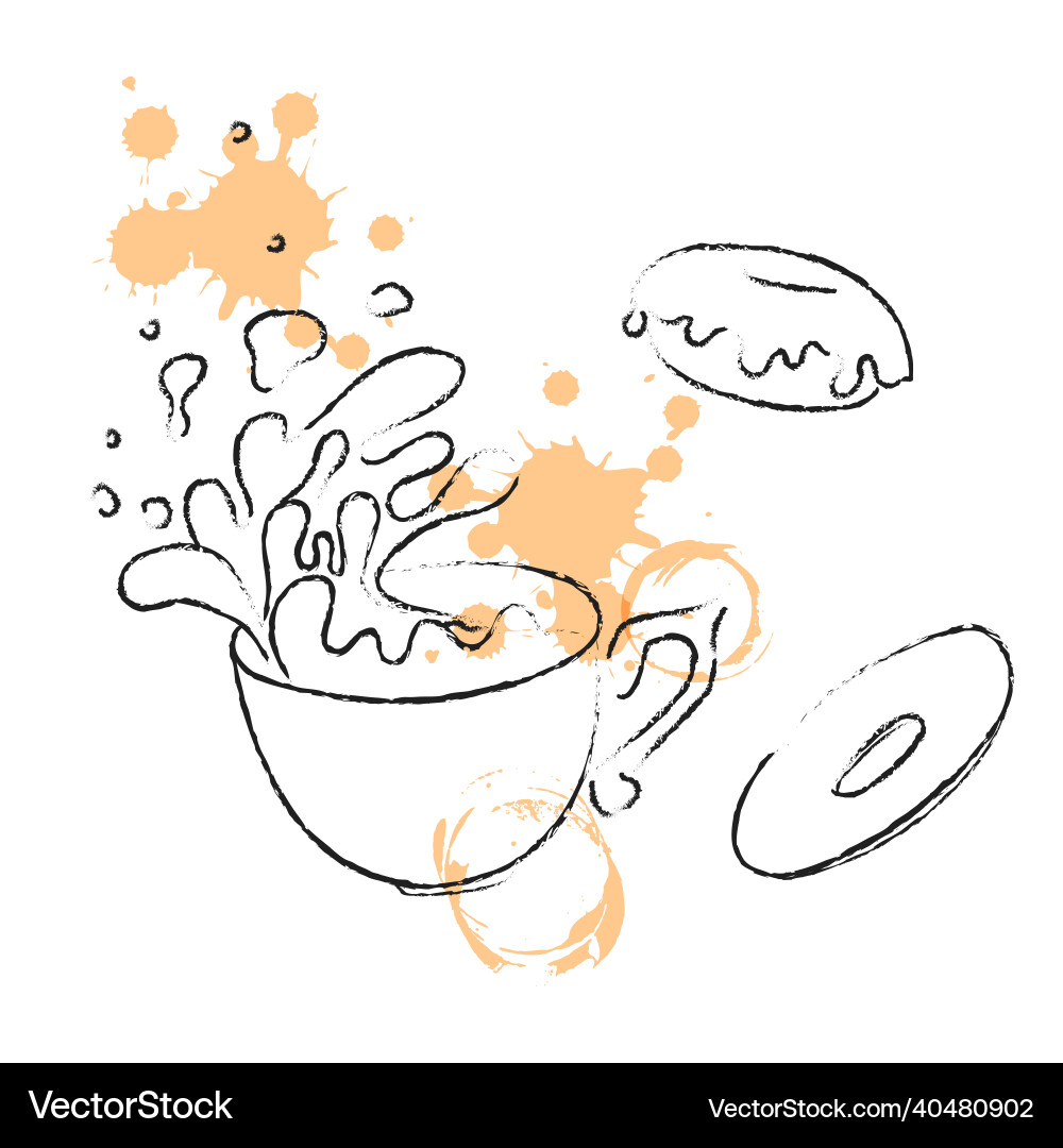 Sketch Hand gezogen Kaffee Tasse heißen Tee trinken Sketch Hand gezogen Kaffee Tasse heißen Tee trinken Vektorbild