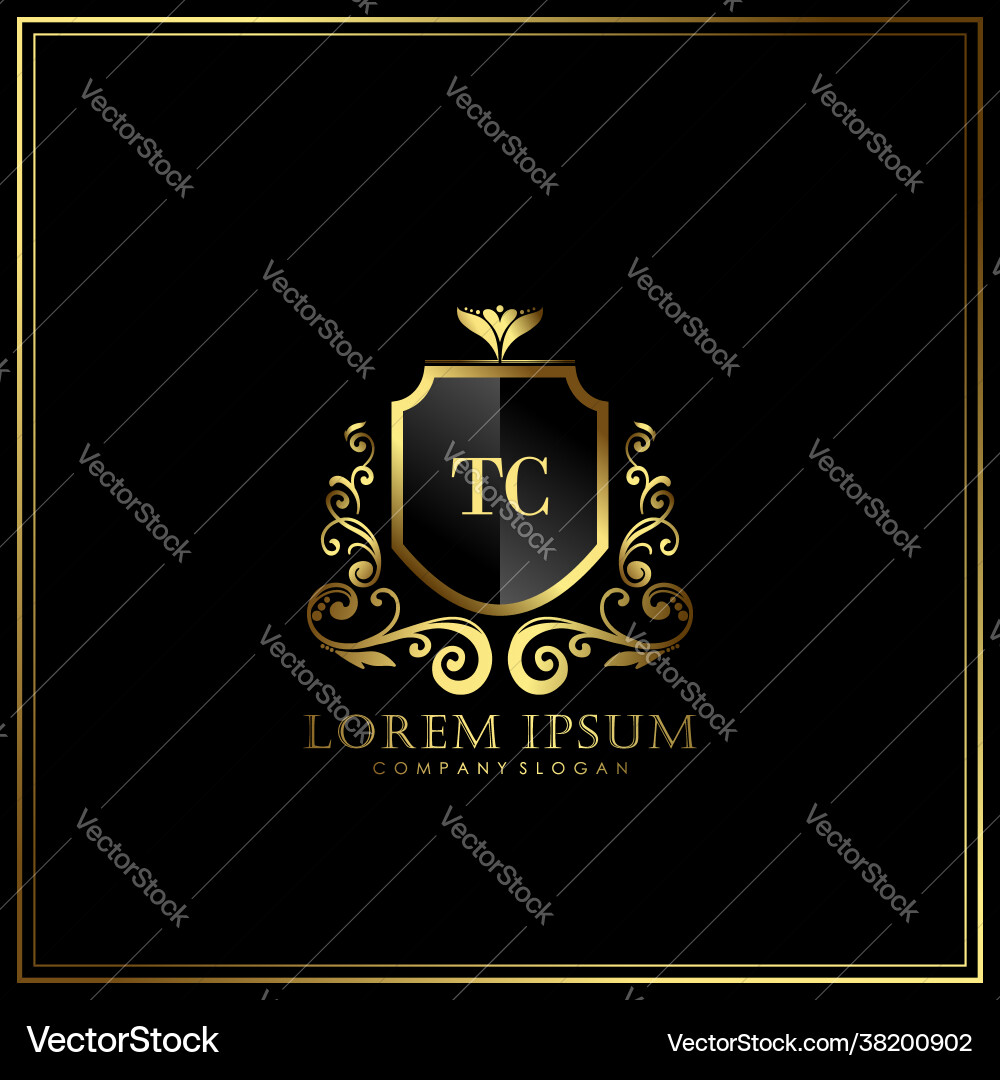 Tc Initial Letter Luxury Logo Template In Art Vector Image