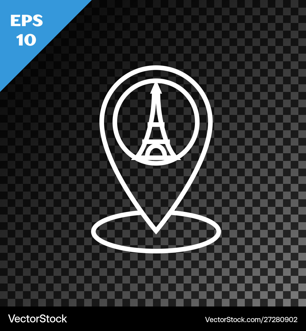White line map pointer with eiffel tower icon White line map pointer with eiffel tower icon vector image