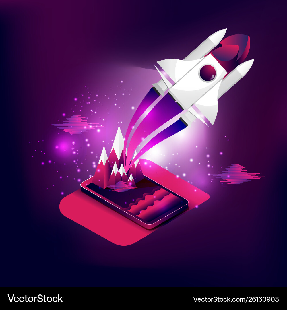 Abstract business concept spaceship launch from vector image