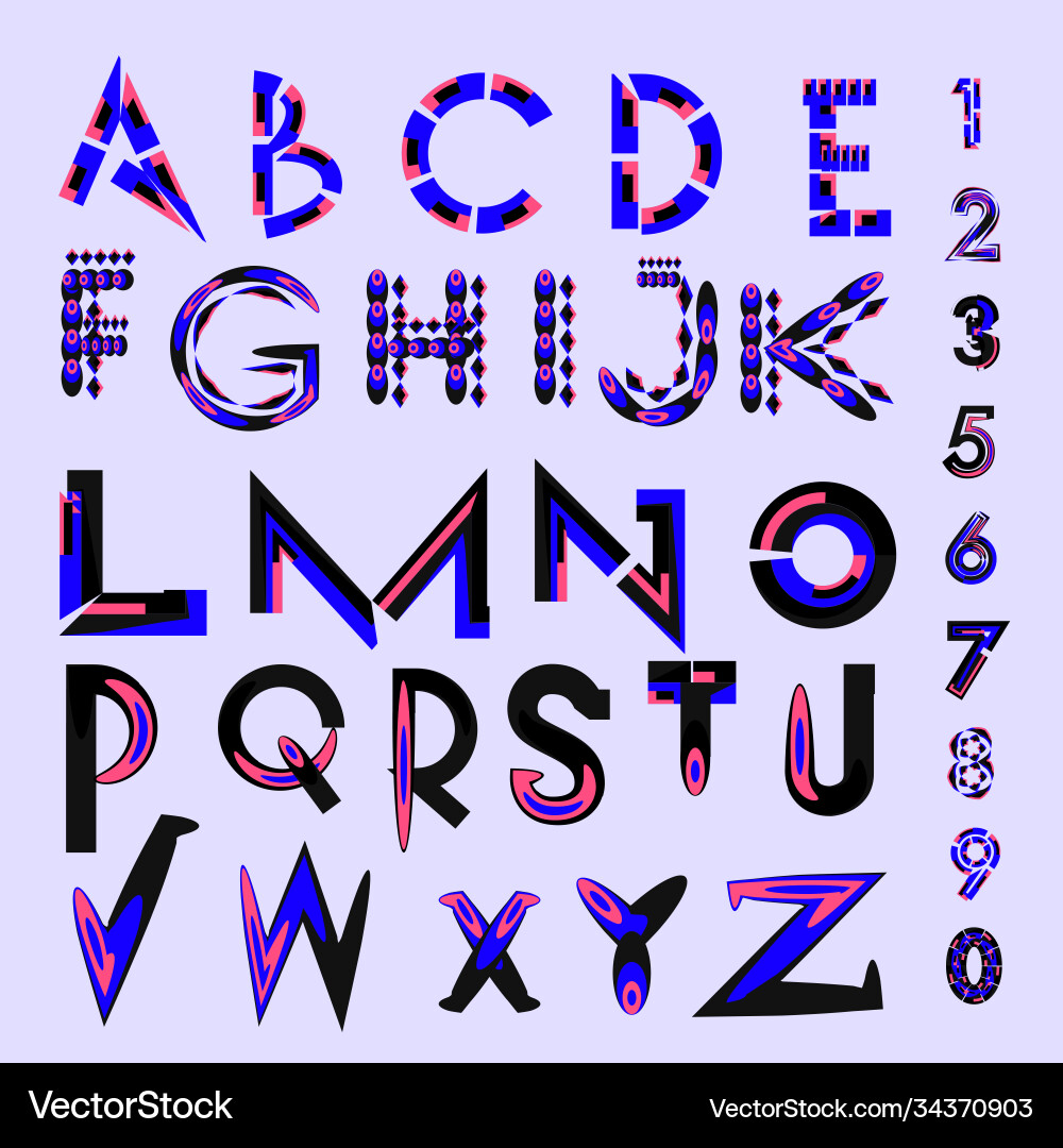 Abstract colorful font and alphabet Abstract colorful font and alphabet vector image