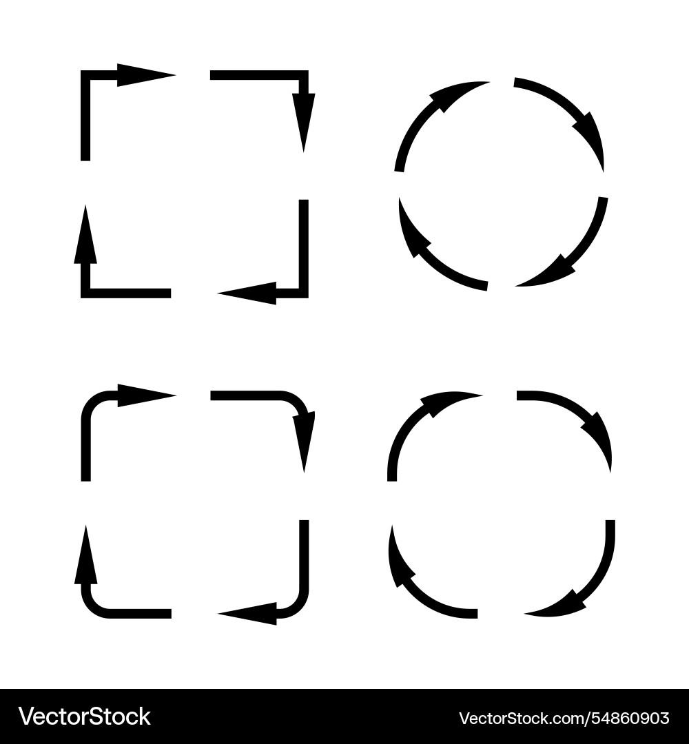 Circular arrows loop update icon black rotation vector image