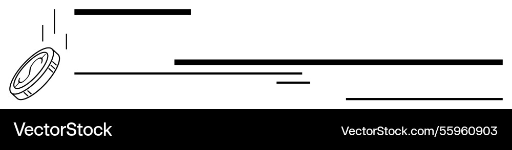 Coin falling with minimalist lines symbolizing Coin falling with minimalist lines symbolizing Vector Image