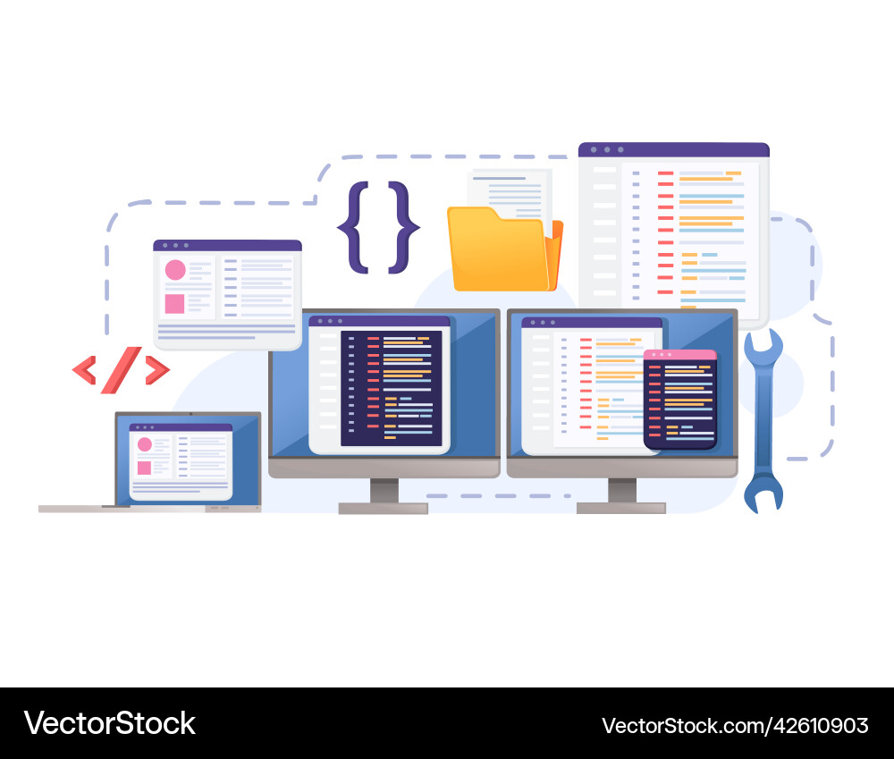 Concept for development using programming Concept for development using programming vector image