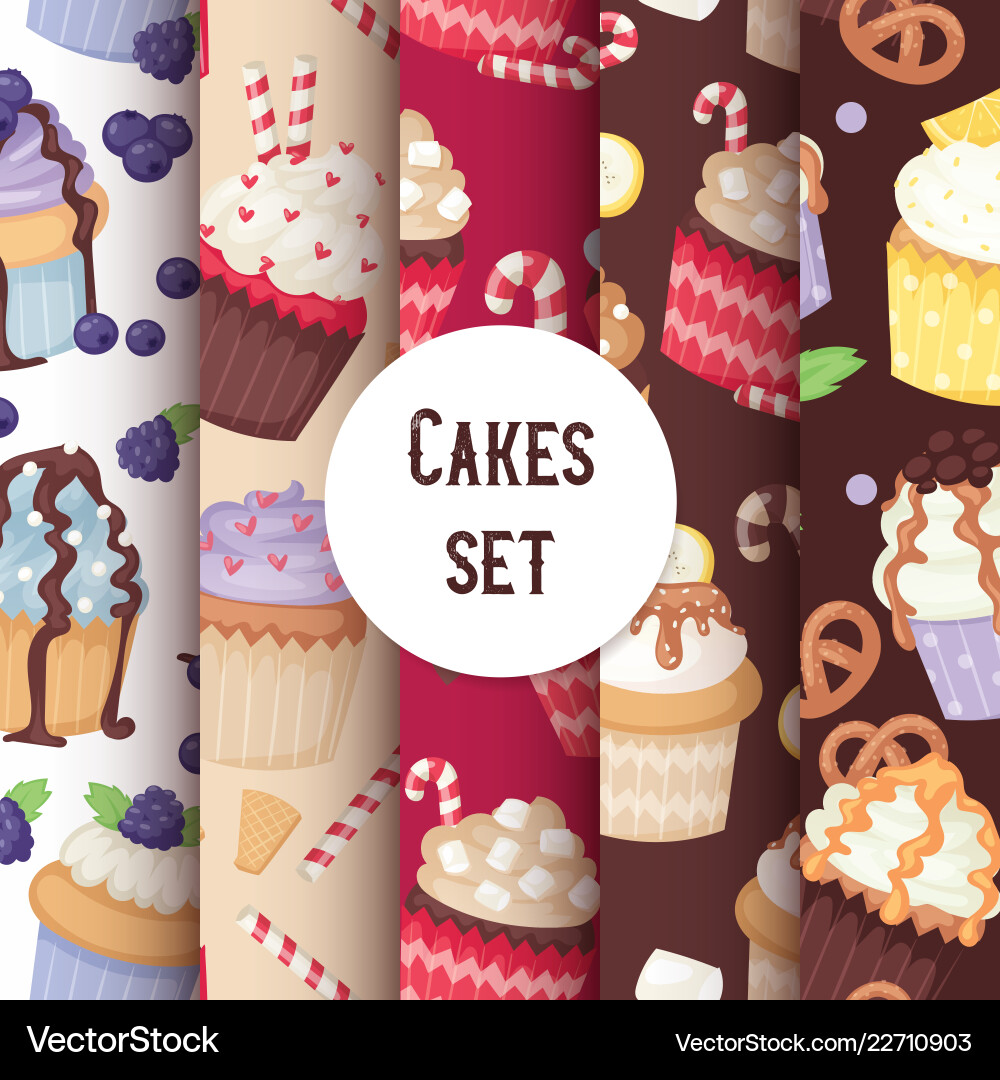 Cupcake seamless pattern cute cake food background Cupcake seamless pattern cute cake food background vector image
