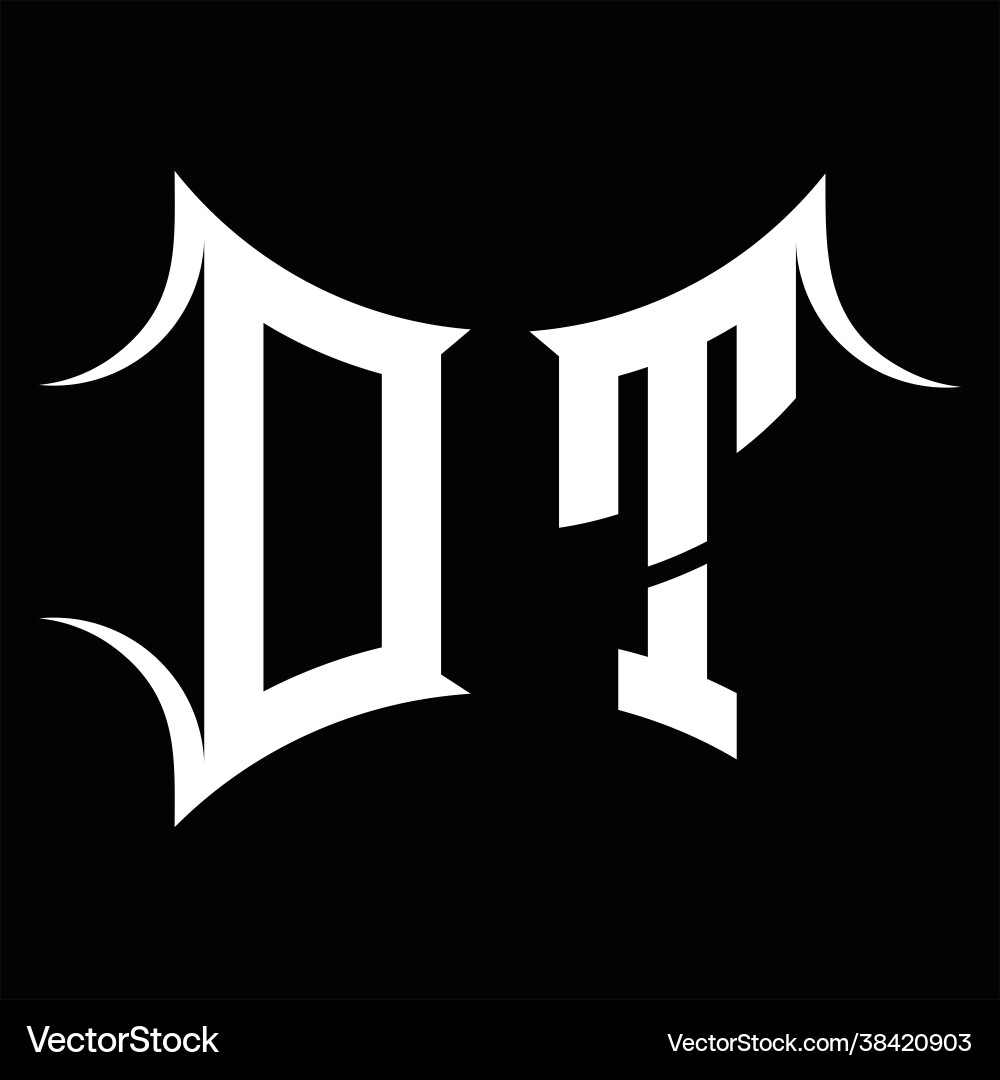Dt logo monogram with abstract shape design vector image