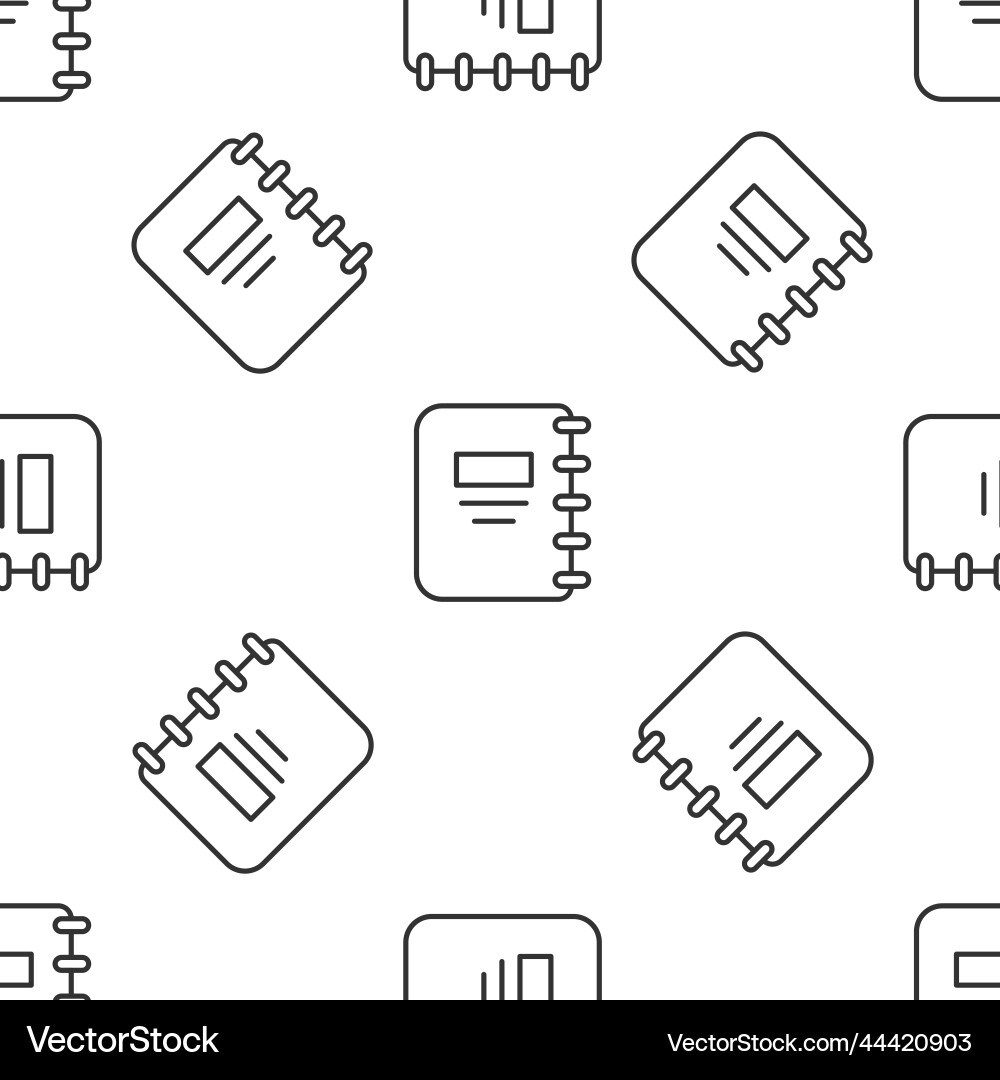 Grey line notebook icon isolated seamless pattern Vector Image