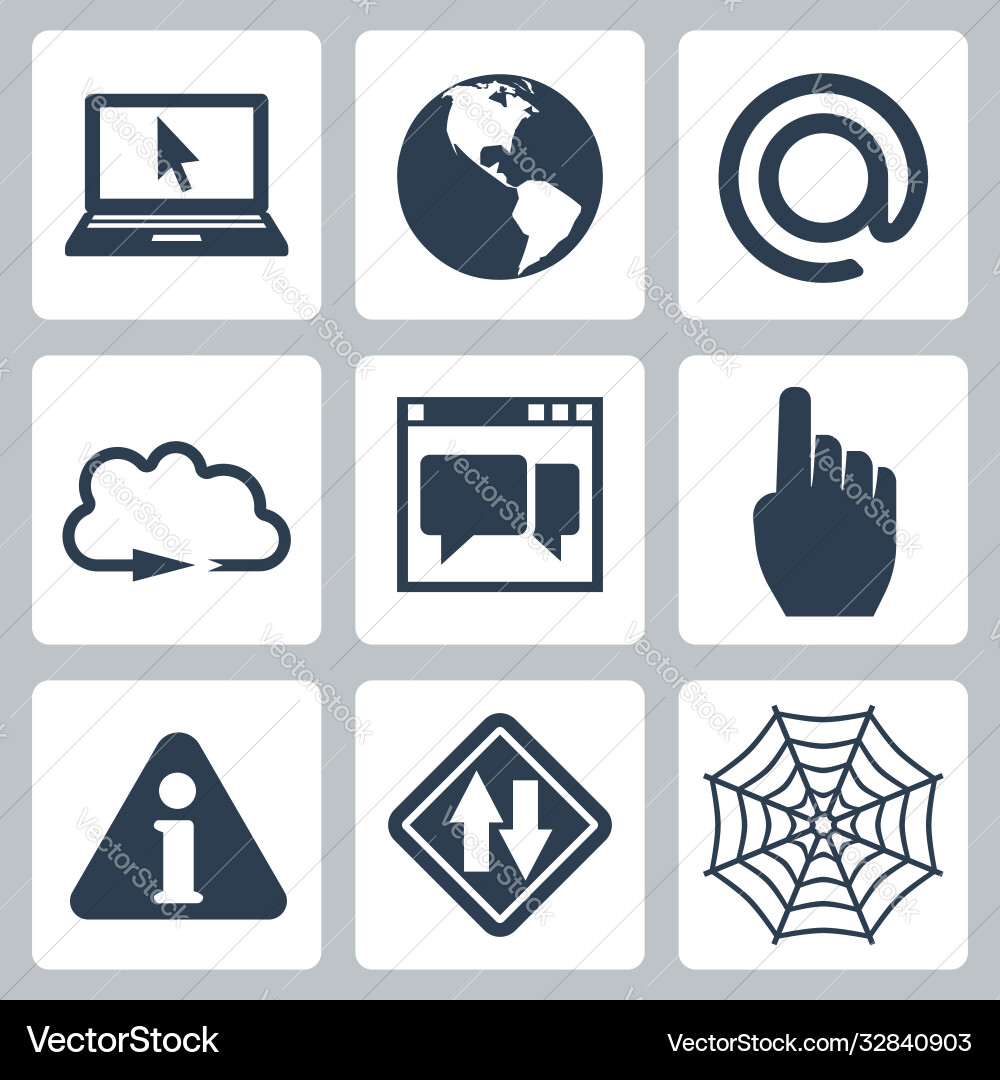 Isolated internet-related icons set vector image