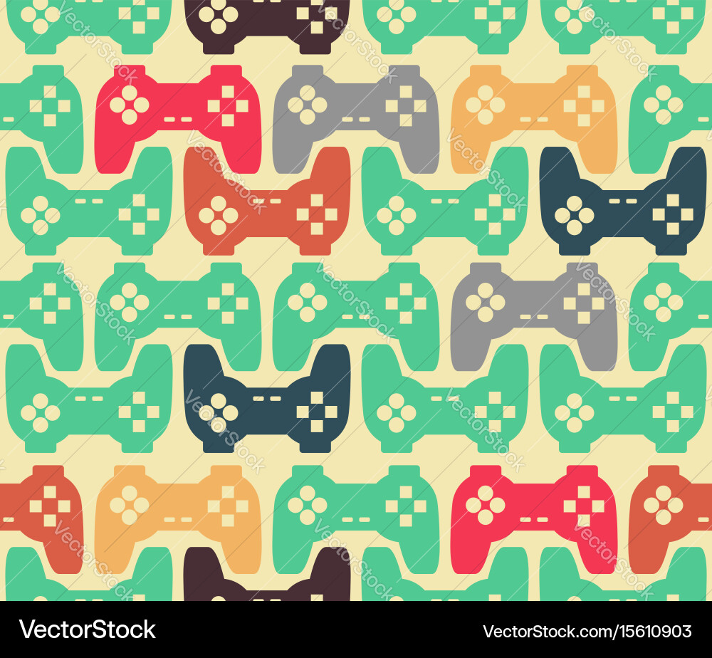 Joystick seamless pattern retro gamepad texture vector image