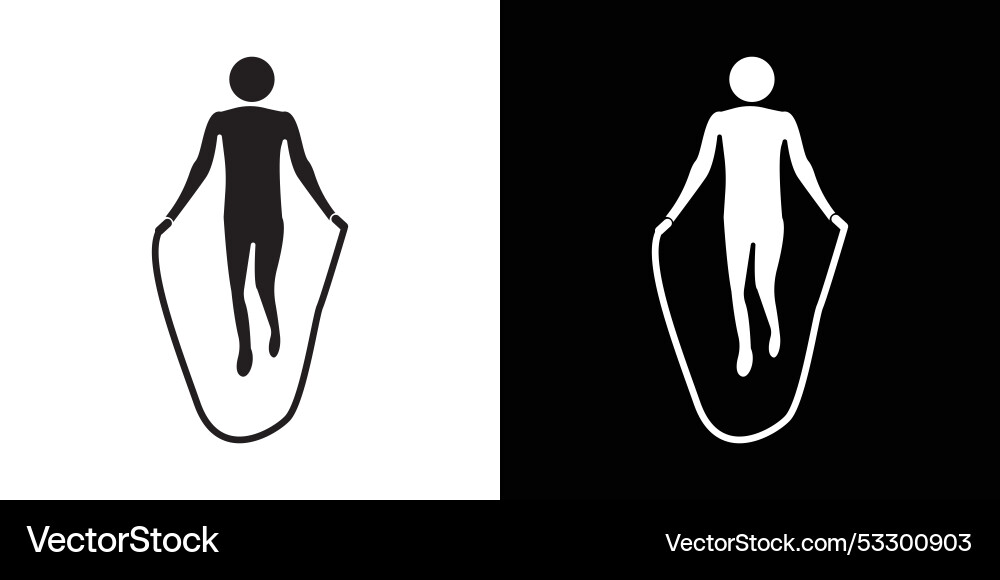 Man jumping with skipping rope icon thin line flat Vector Image