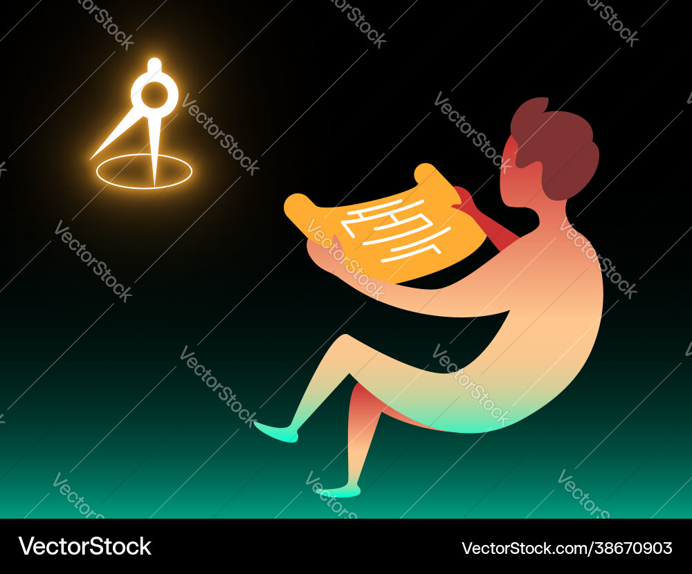 Planning man composition in gradient style vector image