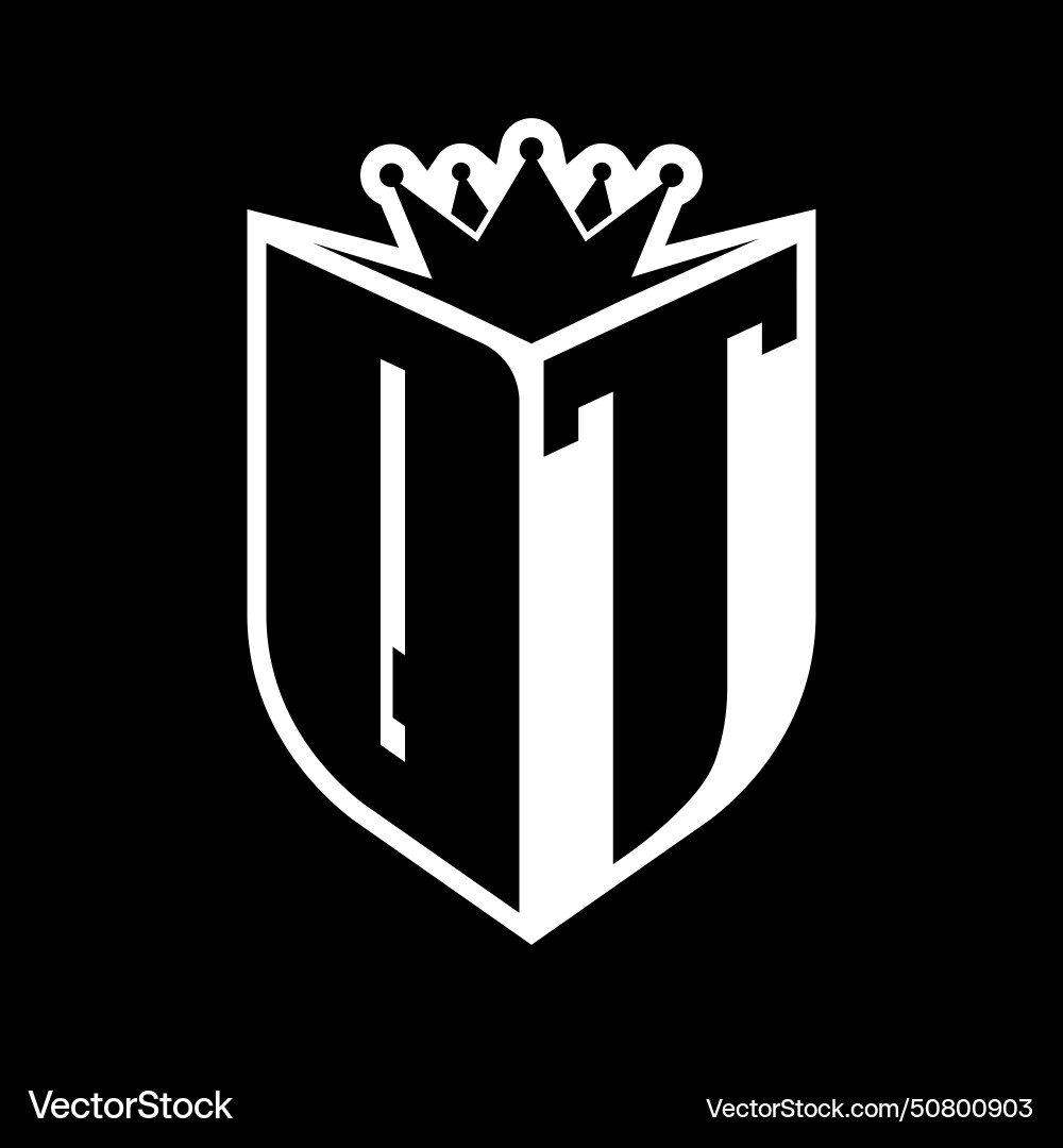 Qt letter bold monogram with shield shape Vector Image