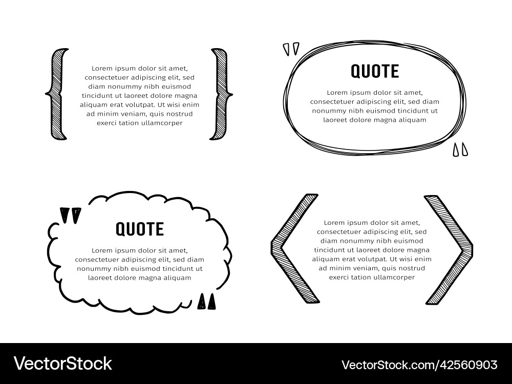 Quote box sketch text frame set Quote box sketch text frame set vector image