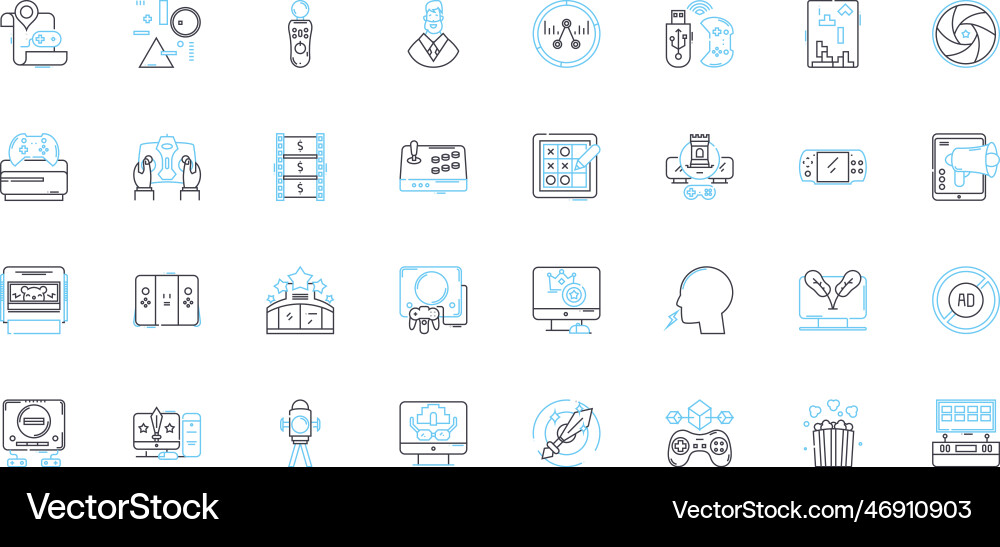 Radio broadcasting linear icons set roadcasting Radio broadcasting linear icons set roadcasting vector image