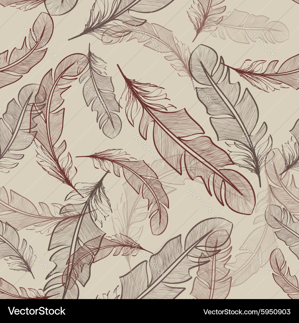 Seamless pattern of bird feathers vector image