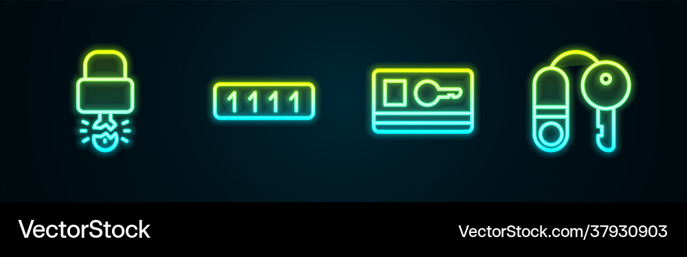 Set line key broke inside padlock password Set line key broke inside padlock password vector image