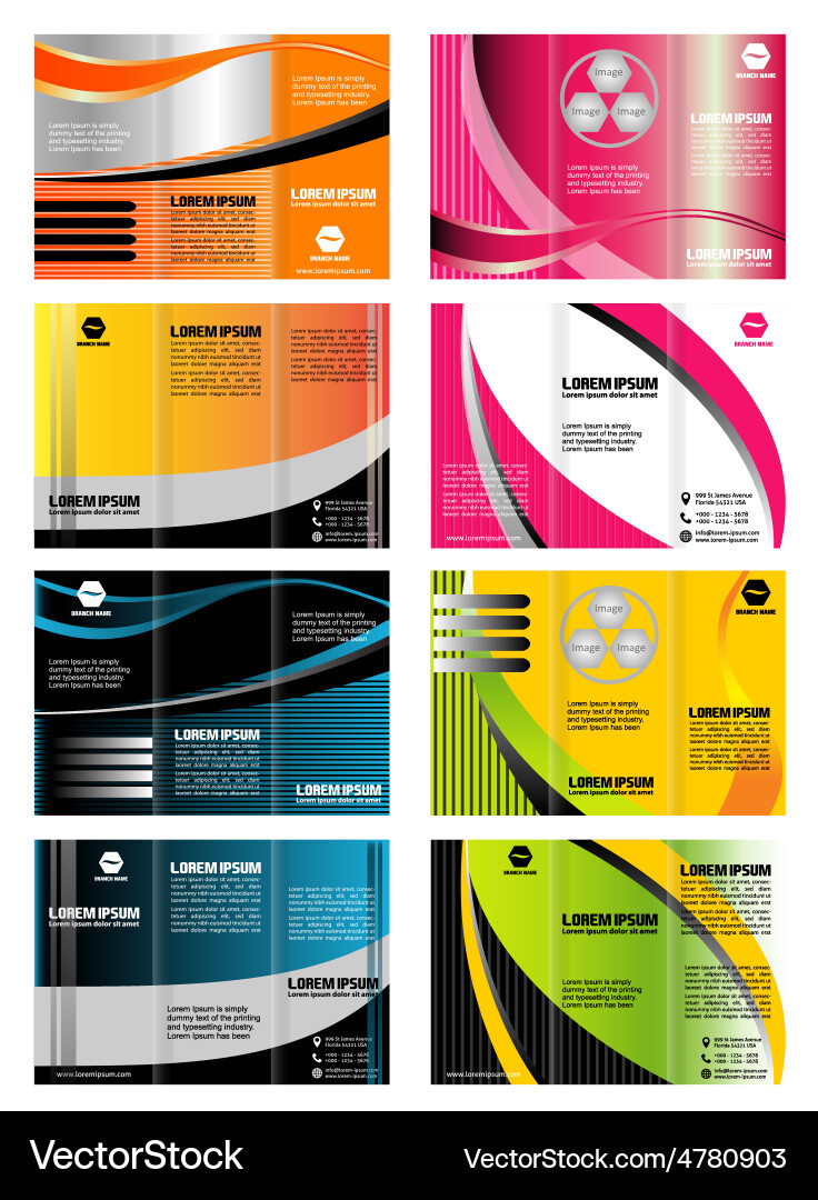 Set of tri-fold brochure template leaflet layout vector image
