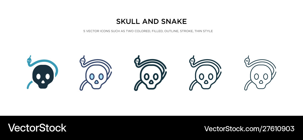 Skull and snake icon in different style two Skull and snake icon in different style two vector image