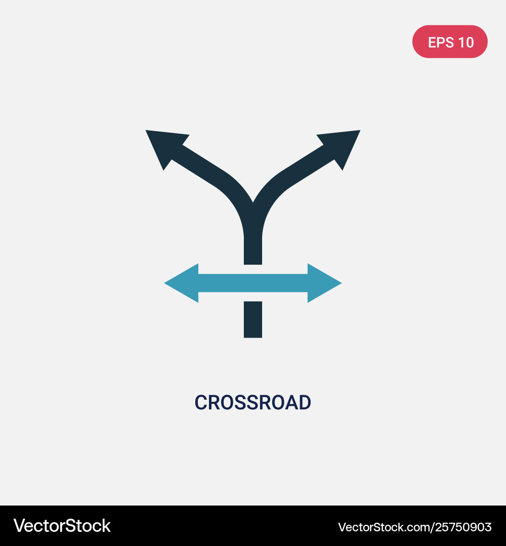 Two color crossroad icon from user interface Two color crossroad icon from user interface Vector Image