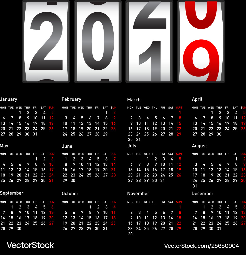 2020 new year counter change calendar 2020 new year counter change calendar vector image