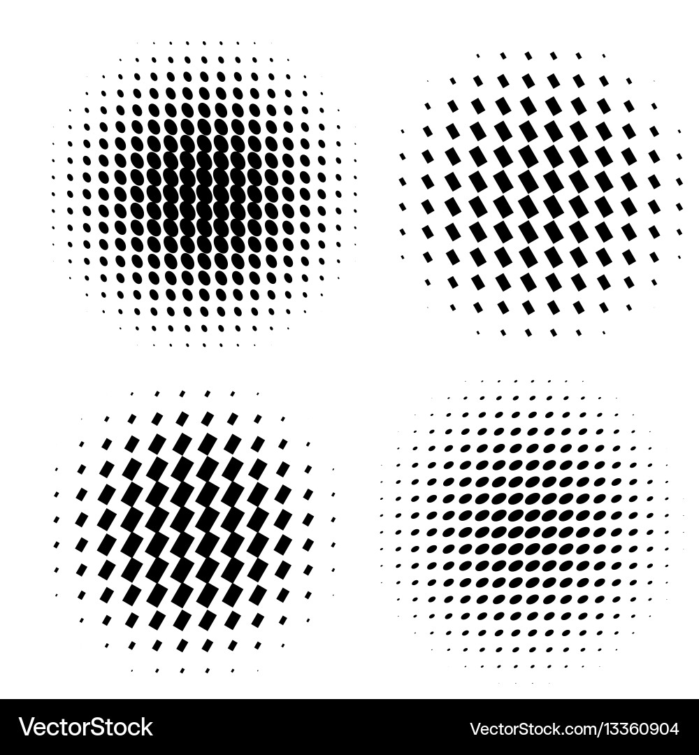 Abstract halftone circle shapes set vector image