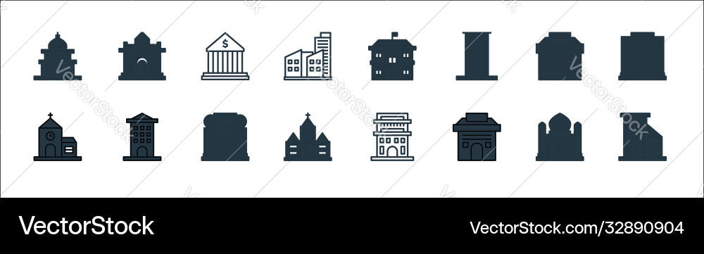Building line icons linear set quality Building line icons linear set quality Vector Image
