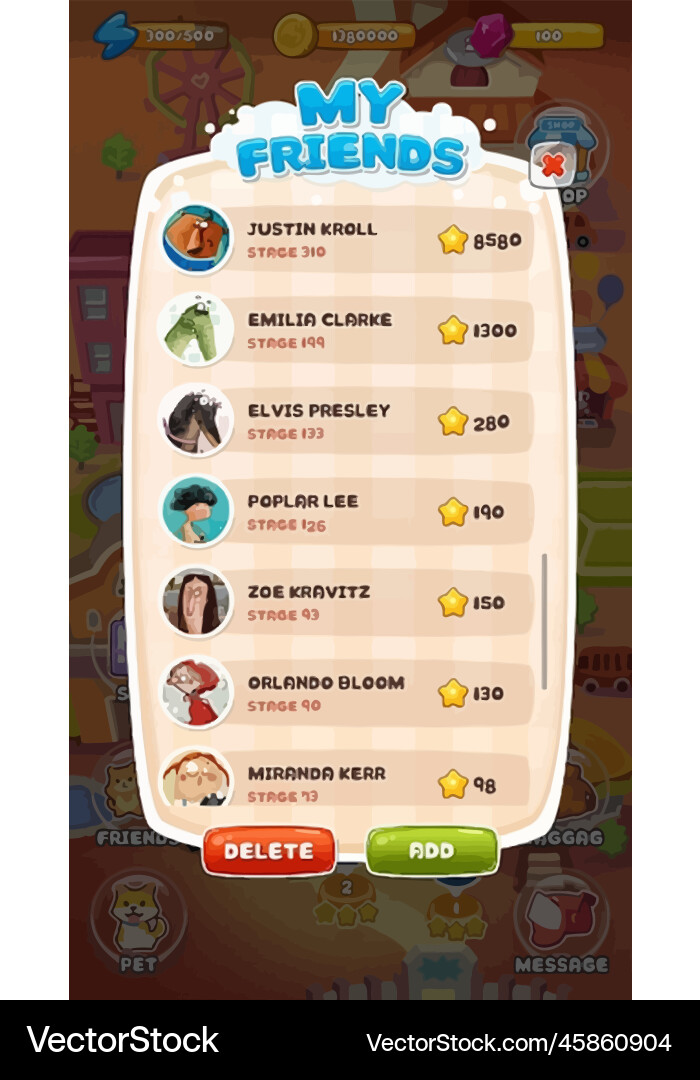 Complete set of level button game ui pop-up icon Vector Image