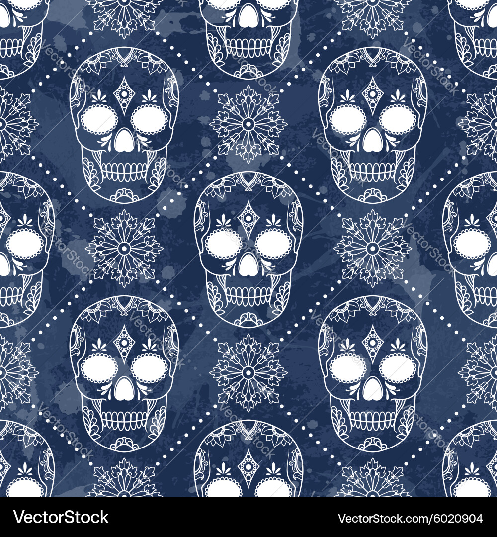 Day of the Dead Skull Pattern Vector Image