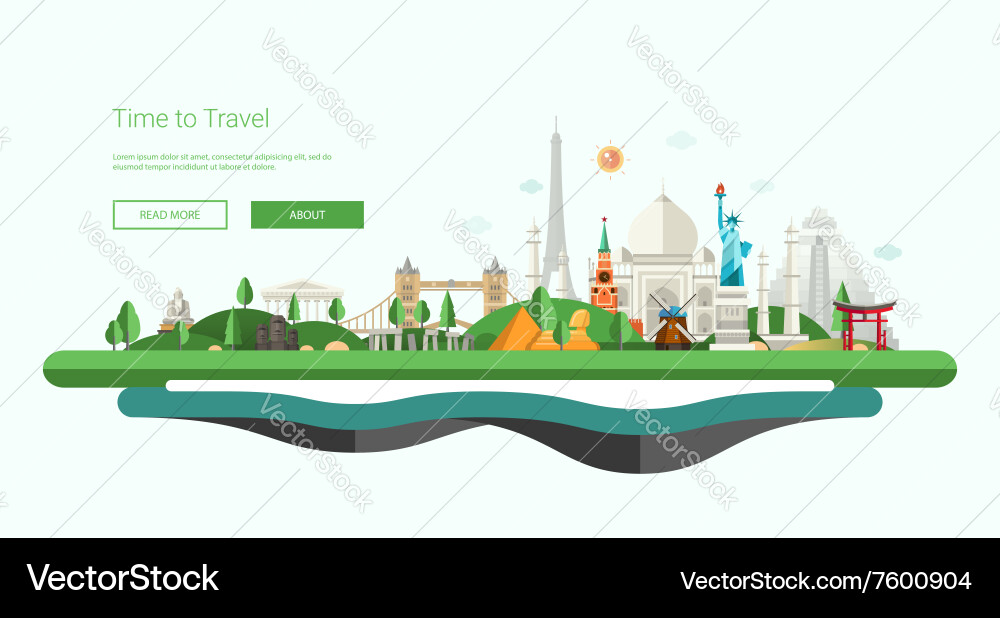 Flat design banner header with world Vector Image