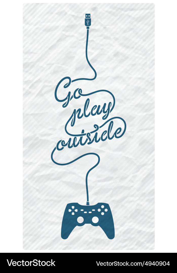 Gamepad with cable in the shape of a message vector image