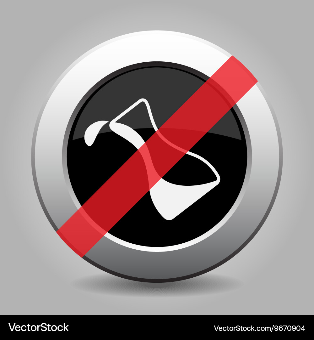 Gray chrome button - no flask with a drop vector image
