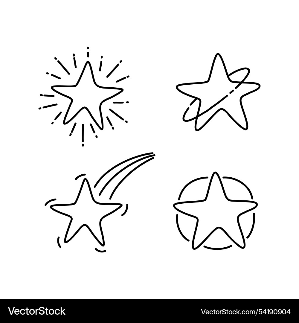 Hand drawn doodle stars with different style Hand drawn doodle stars with different style vector image