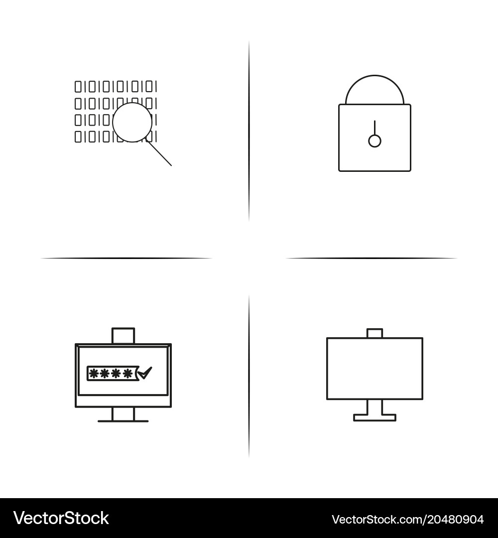 Internet security simple linear icons set vector image