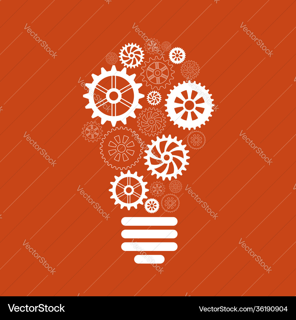 Light bulb gears and cogs Light bulb gears and cogs Vector Image